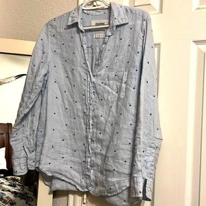 Grayson linen shirt tiny blue butterfly  is Medium Bought from Anthropologie